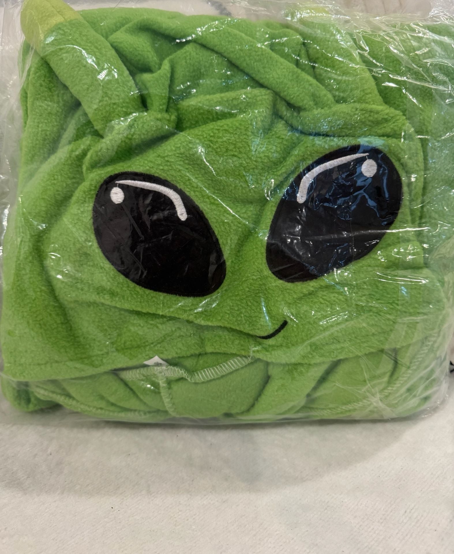 Green Alien Character Fleece Hooded Bathrobe 3