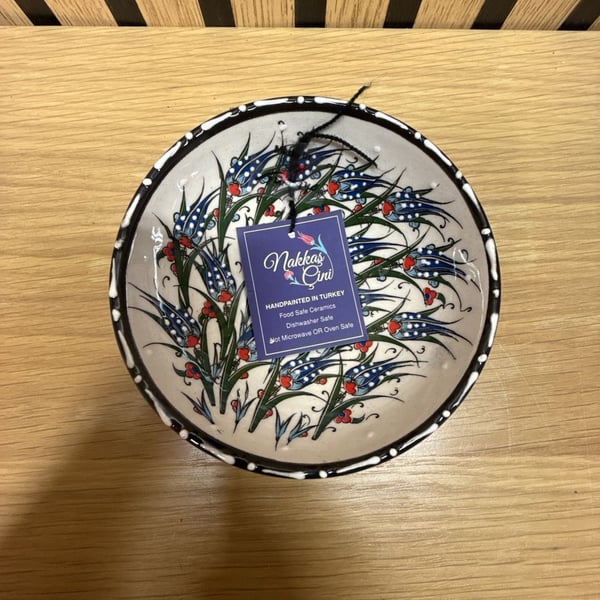 Nakkas Cini Handpainted Turkish Ceramic Floral Bowl