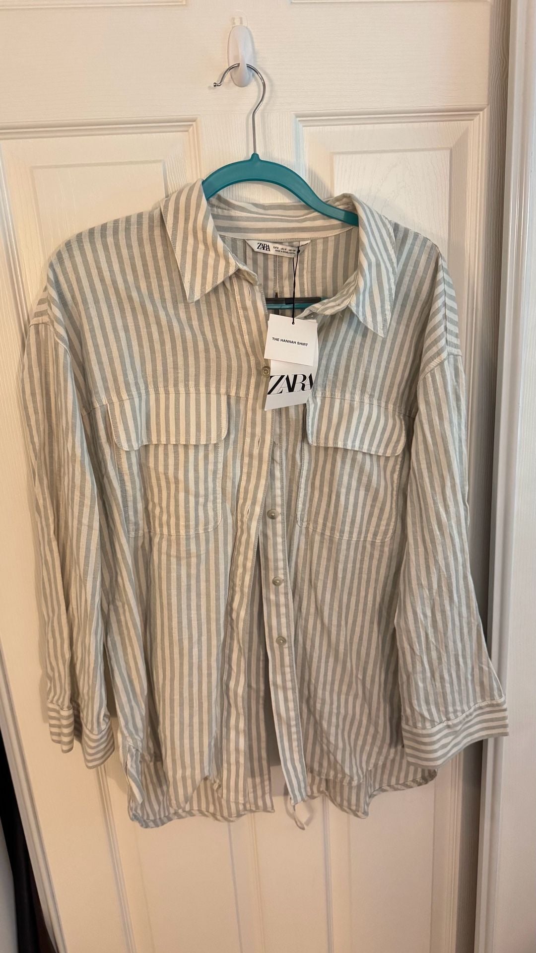 Zara The Hannah Shirt Striped Button Down Size S - oversized 1