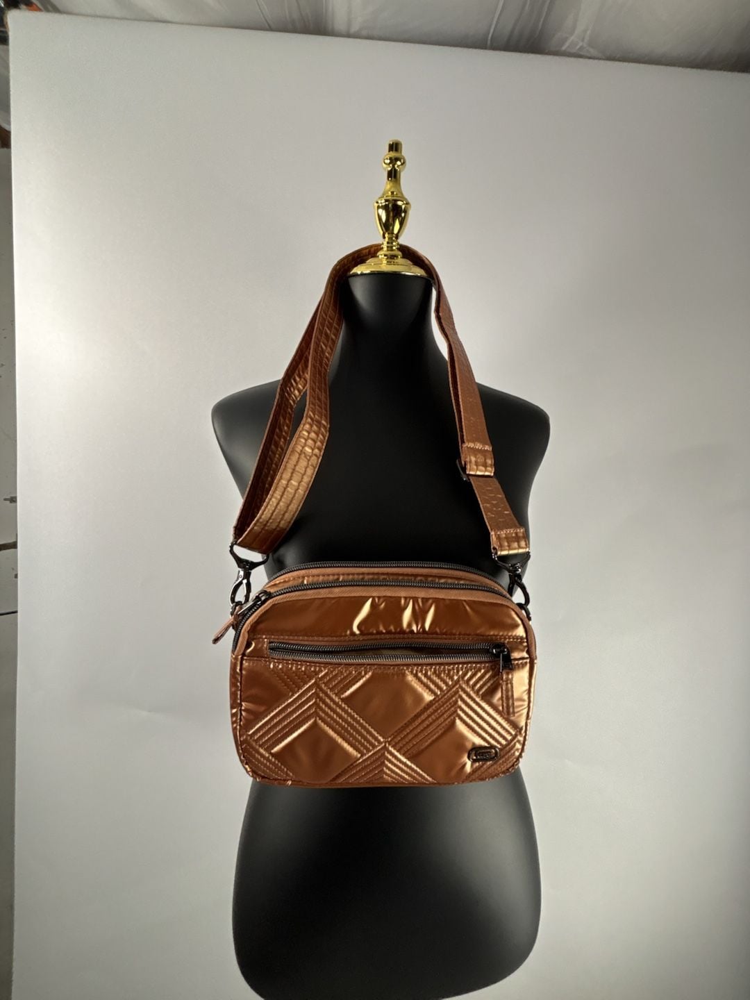 Lug Metallic Bronze Quilted Crossbody Bag 2