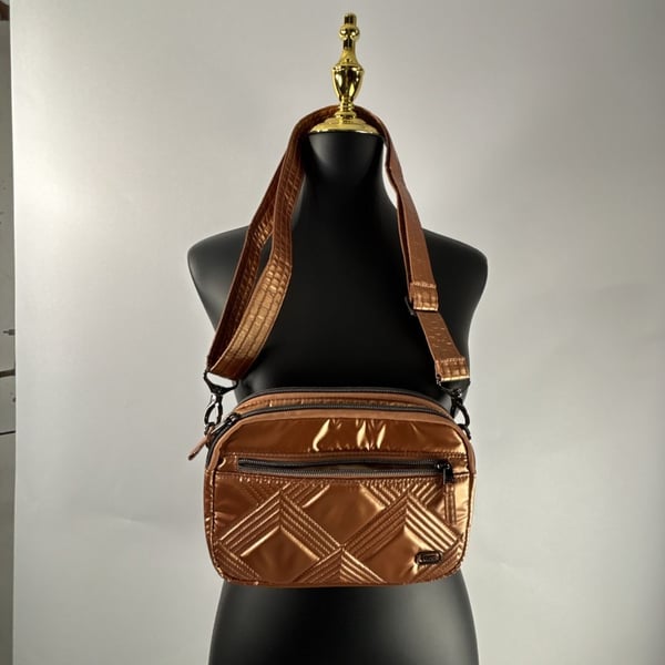 Lug Metallic Bronze Quilted Crossbody Bag