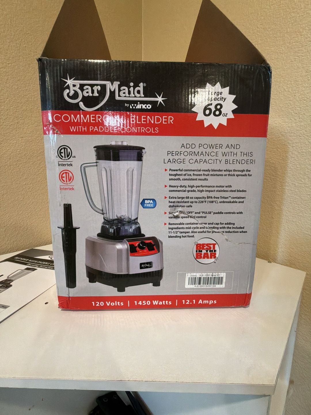 Bar Maid by Winco XLB-1000 Commercial Blender 68oz 1