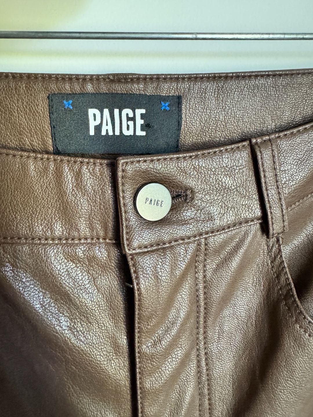 PAIGE Brown Faux Leather Pants Size 26 4