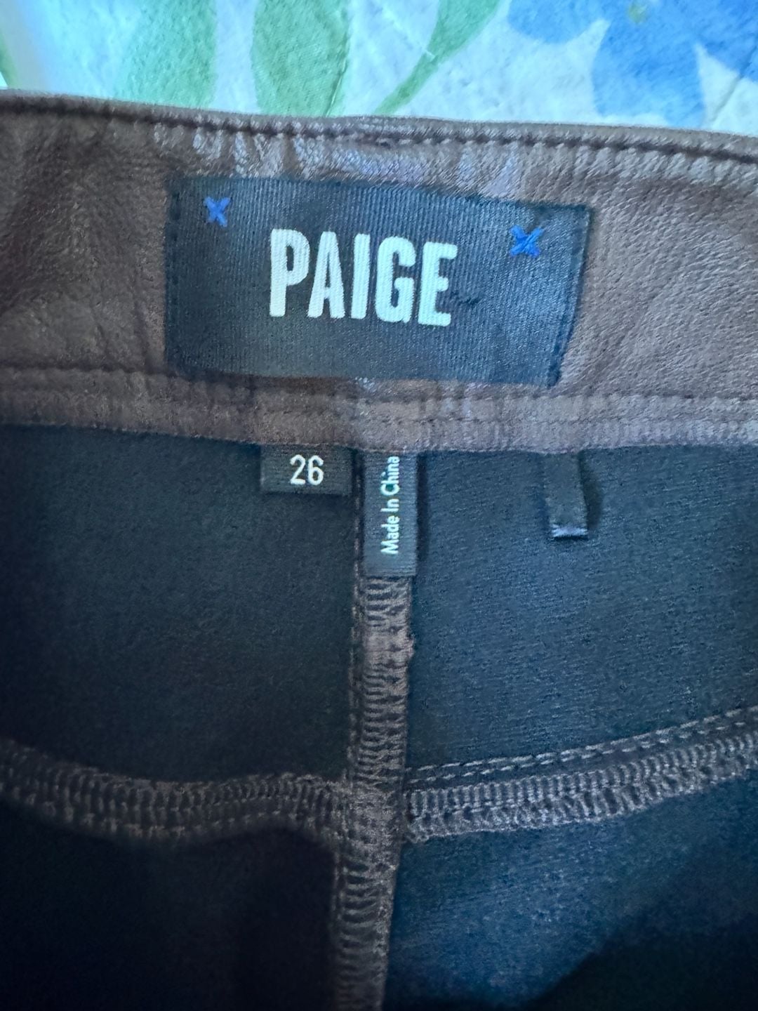 PAIGE Brown Faux Leather Pants Size 26 5