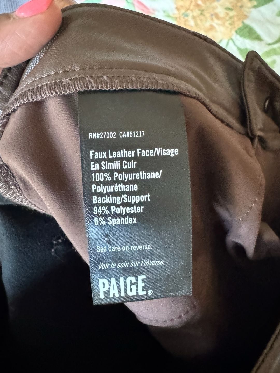 PAIGE Brown Faux Leather Pants Size 26 6