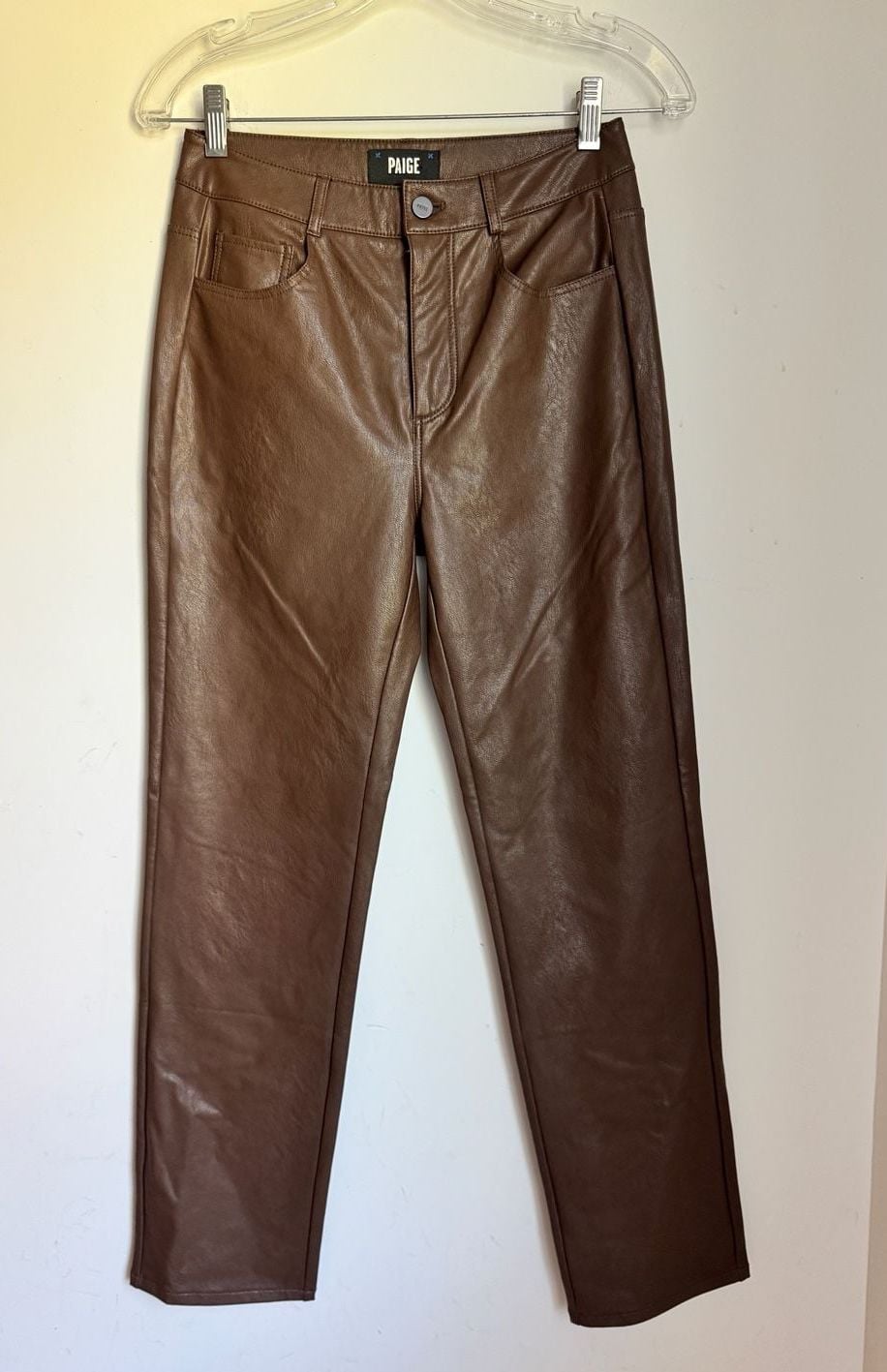 PAIGE Brown Faux Leather Pants Size 26 3