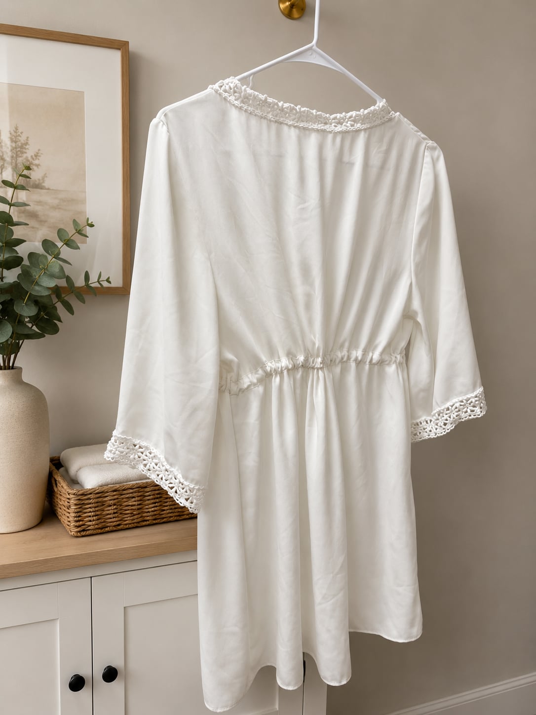 Flora Nikrooz Ivory Lace Trim Bridal Robe Boho Honeymoon Cover Up S 3