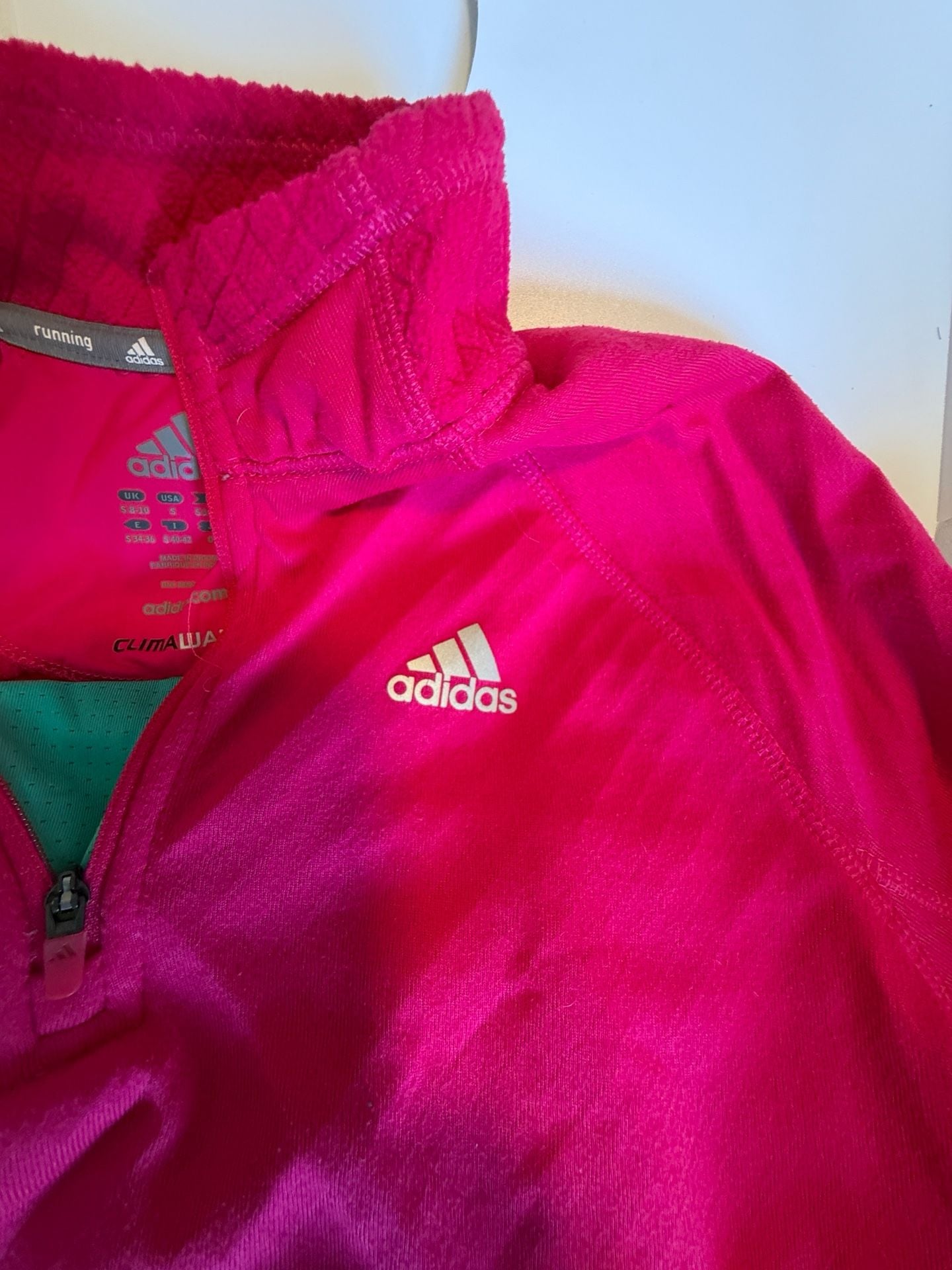 Adidas ClimaWarm Running 1/4 Zip Pullover Pink Women's Size Small 1