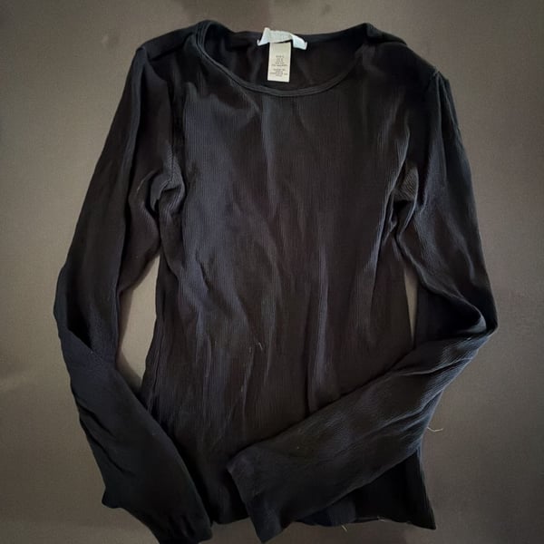 H&M Black Ribbed Long Sleeve Top Size S