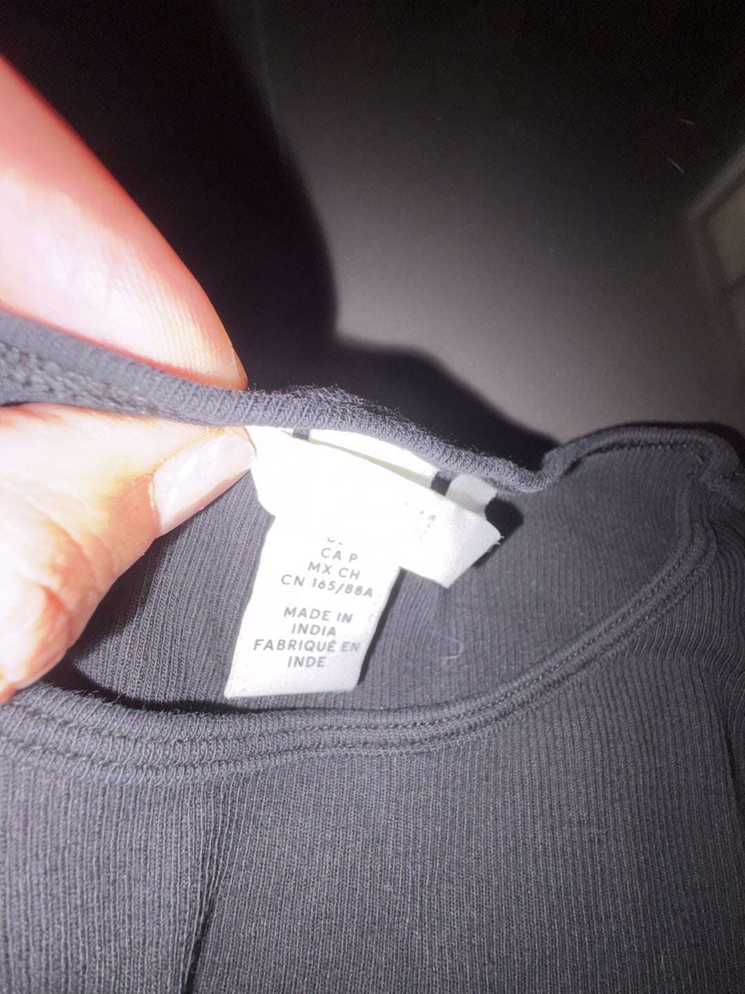 H&M Black Ribbed Long Sleeve Top Size S 2