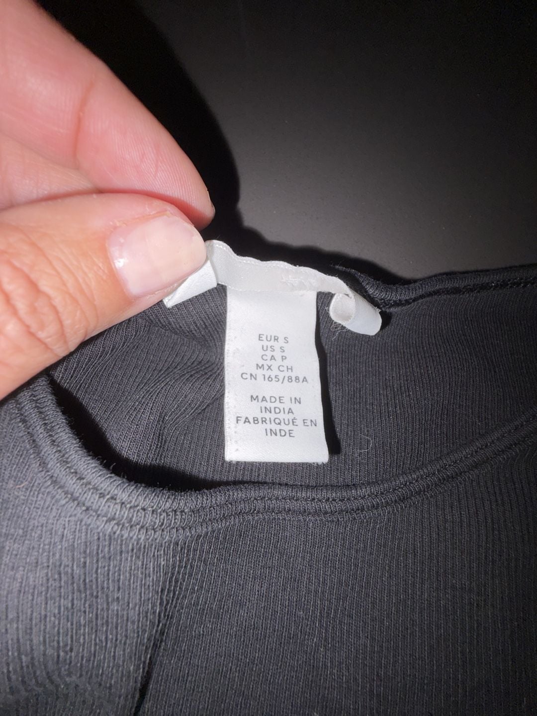 H&M Black Ribbed Long Sleeve Top Size S 3