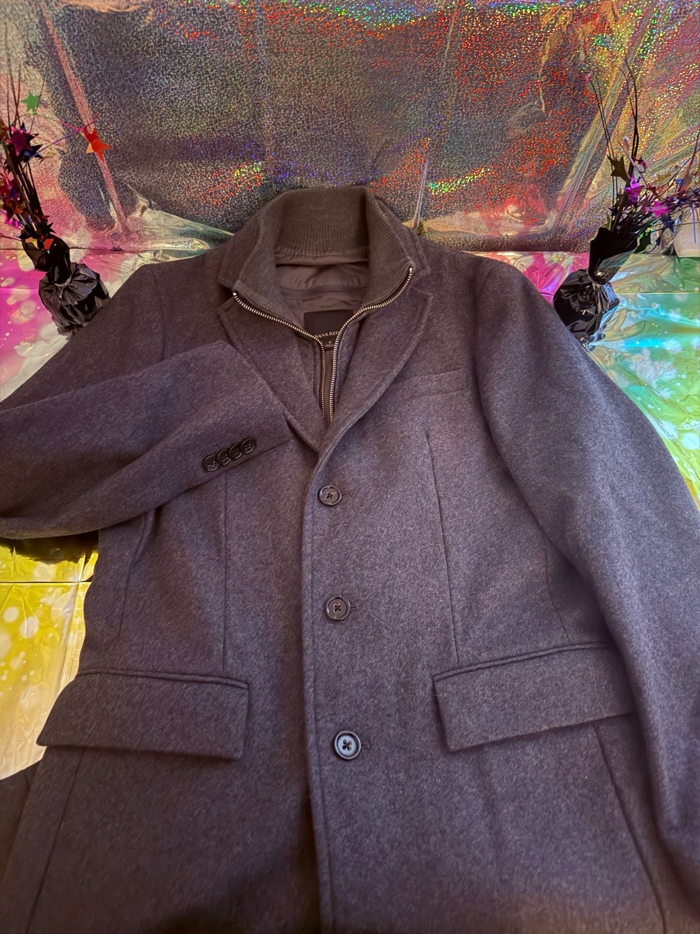 Banana Republic Men's Wool Blend Bib Front Coat Size S 2