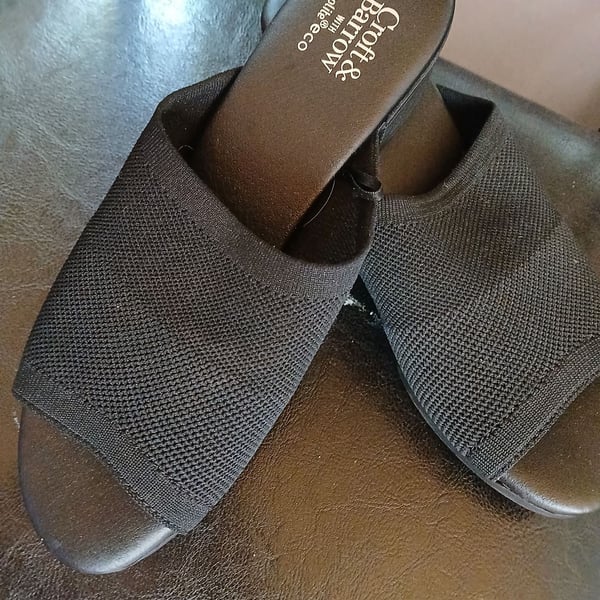 Croft & Barrow Black Knit Open Toe Slide Sandals