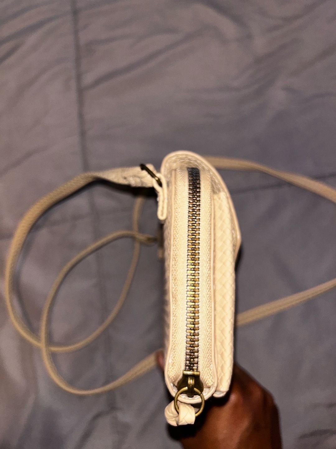 Beige Woven Texture Crossbody Wallet Bag 8