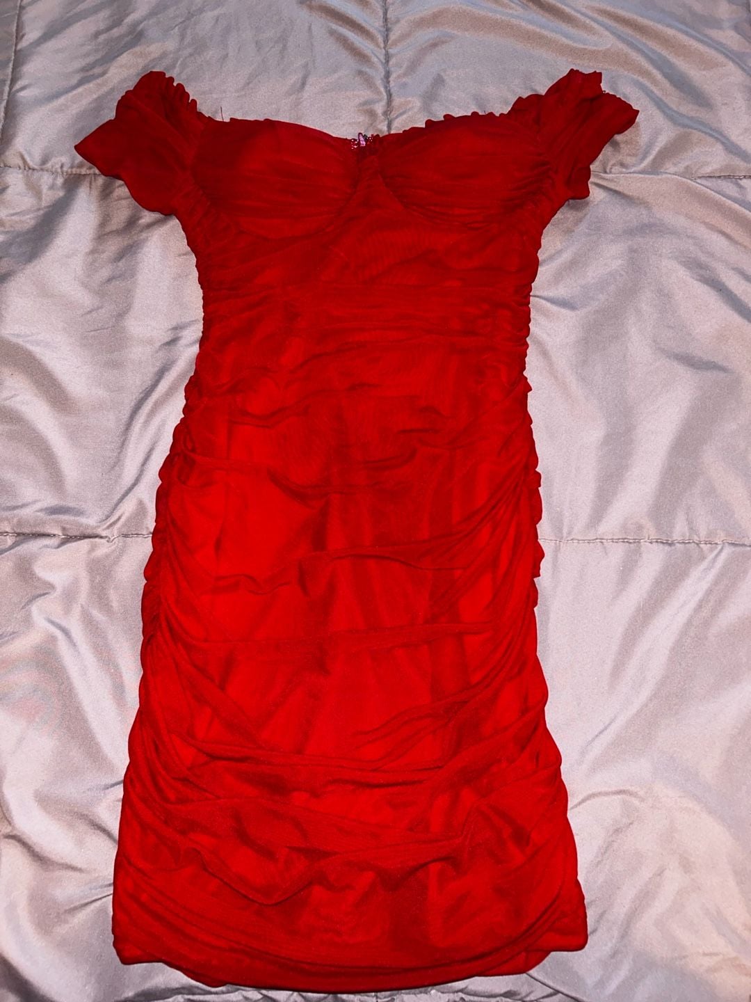 Windsor Red Ruched Off-The-Shoulder Bodycon Dress Size M 2