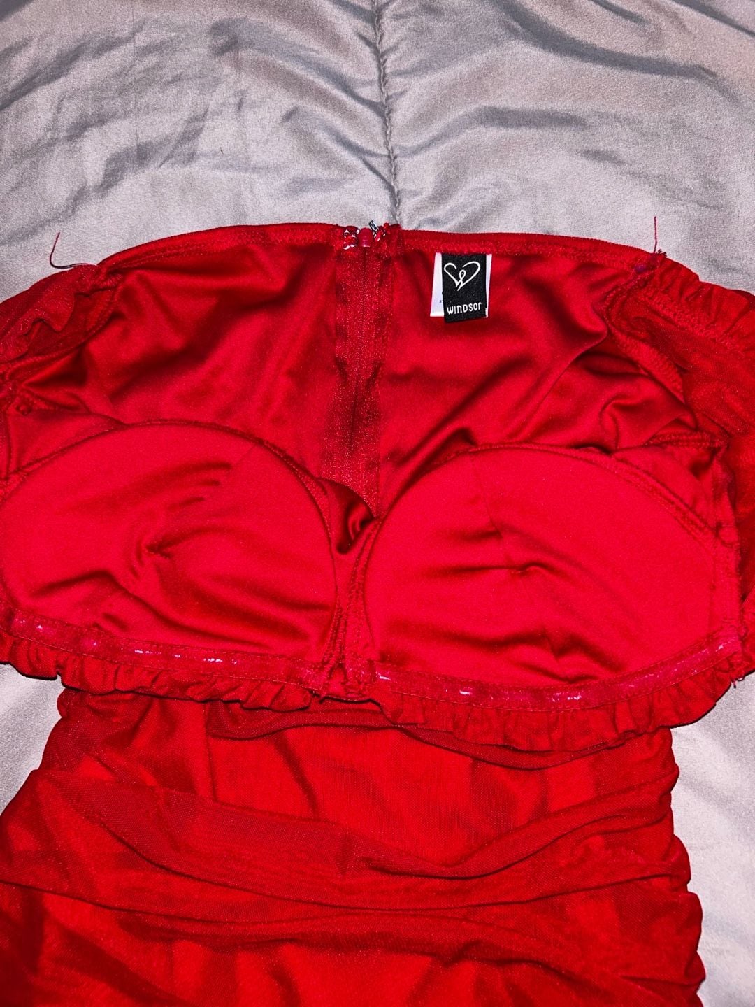 Windsor Red Ruched Off-The-Shoulder Bodycon Dress Size M 4