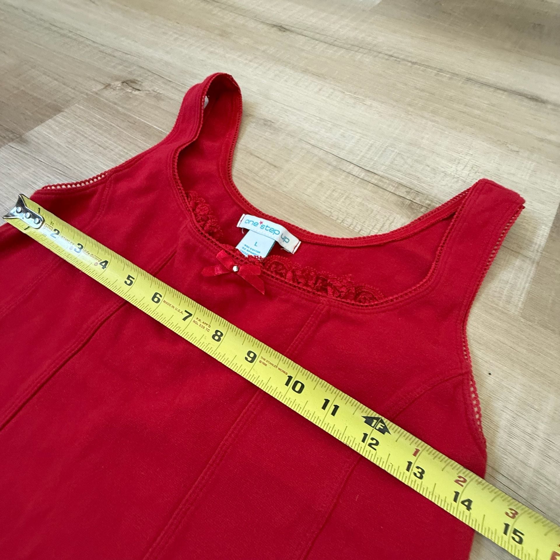 Y2K Red Lace Trim One Step Up Top Size Large 4