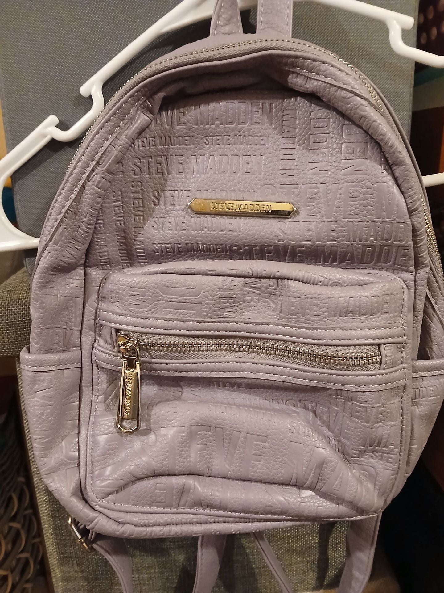 Steve Madden Embossed Logo Mini Backpack Gray 1