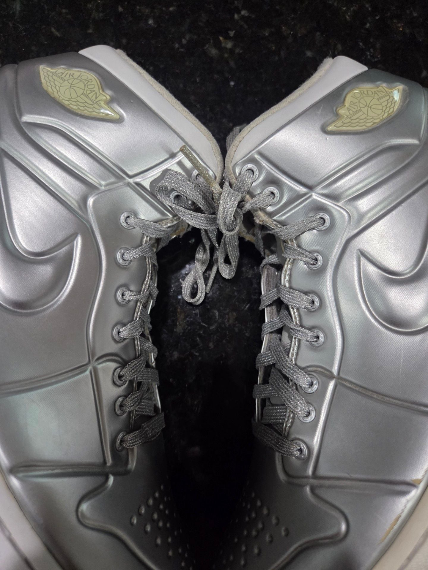 Iconic Air Jordan 1 Special Edition "Anodized Silver" Sneakers in Metallic Silver/Platinum. Men Size 10.

*$480 on novelship.com (see pic)* 11