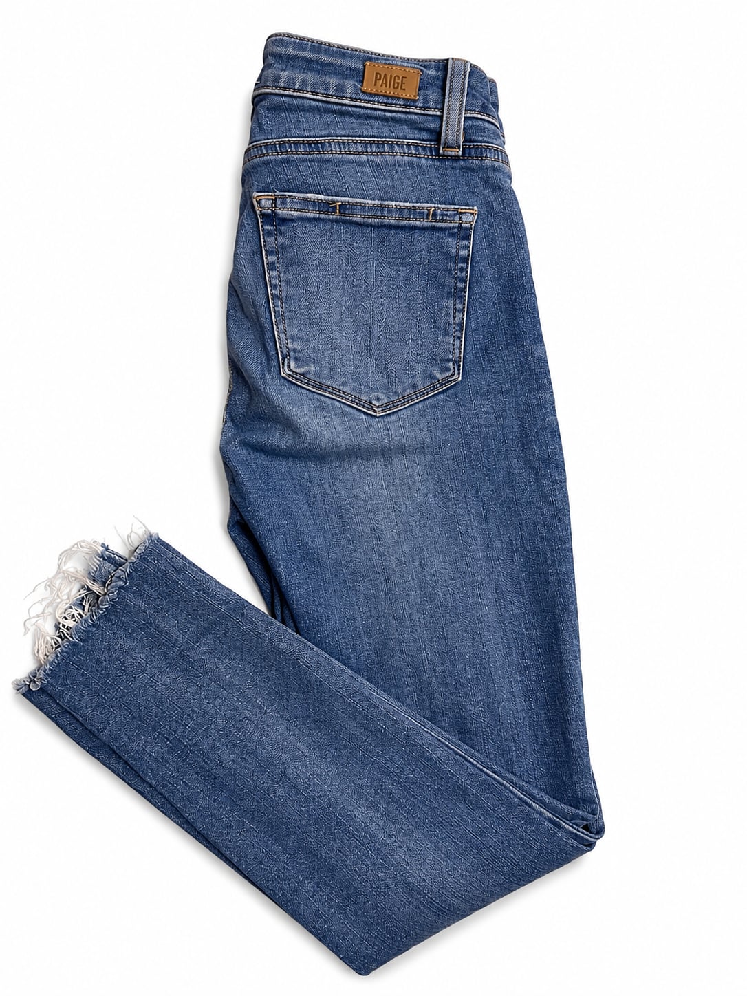 PAIGE Women's Size 25 Distressed Raw Hem Skinny Jeans 2