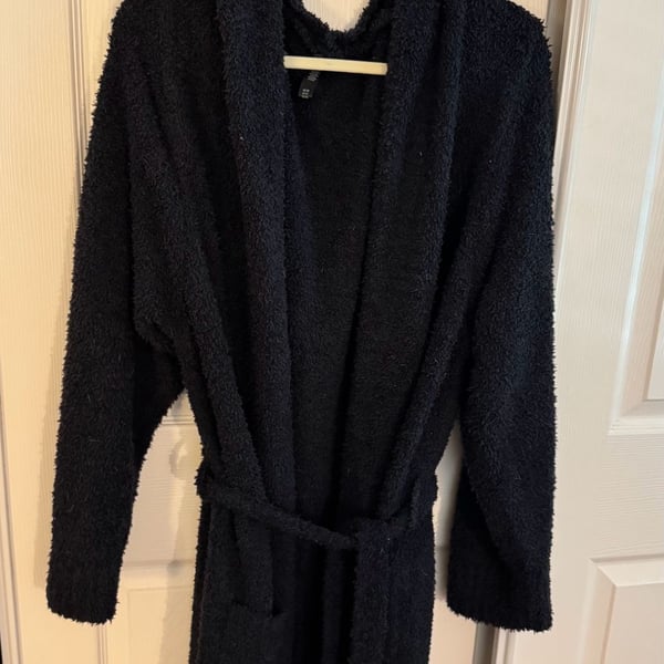Skims Cozy Knit Hooded Robe Black Size M/L