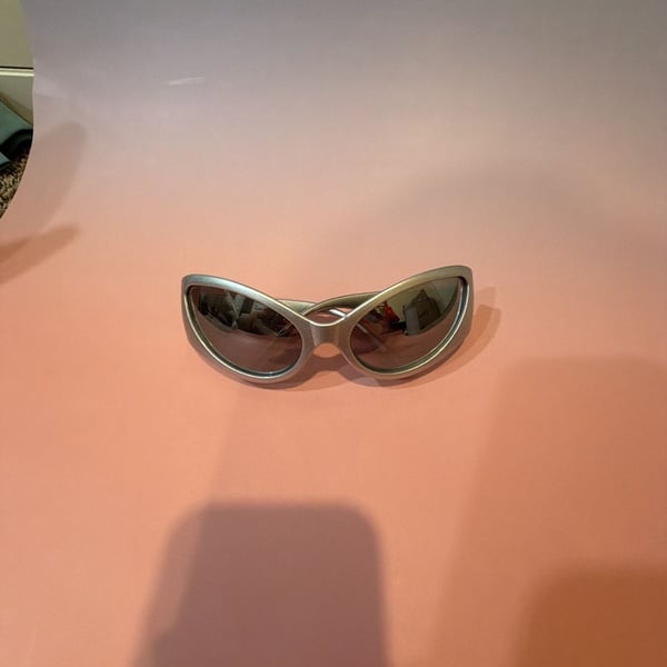 Vintage Y2K Silver Futuristic Wrap Around Sunglasses