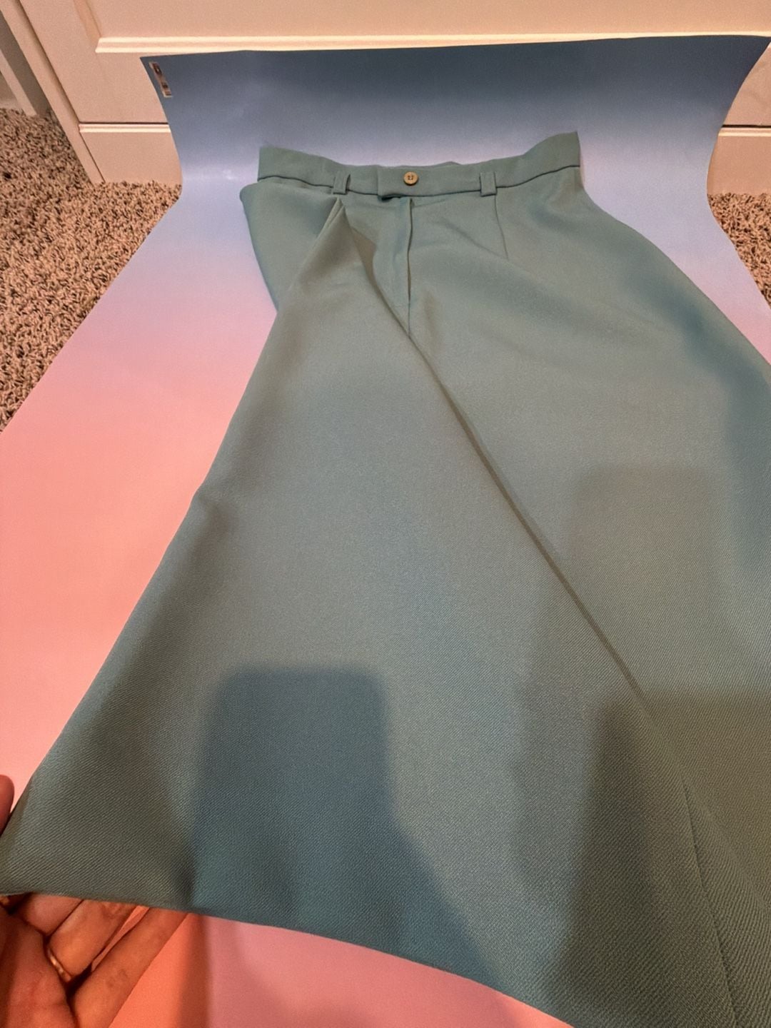 Vintage Campus Casuals of California Teal Midi Skirt 8