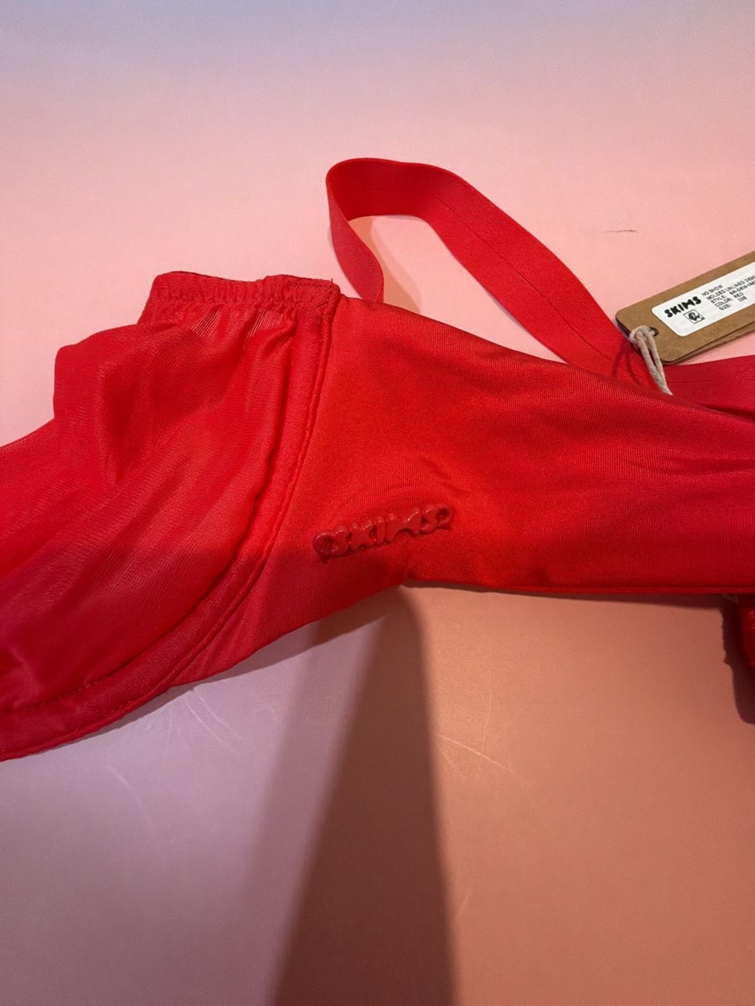 SKIMS No Show Molded Unlined Demi Bra Red 32B 4