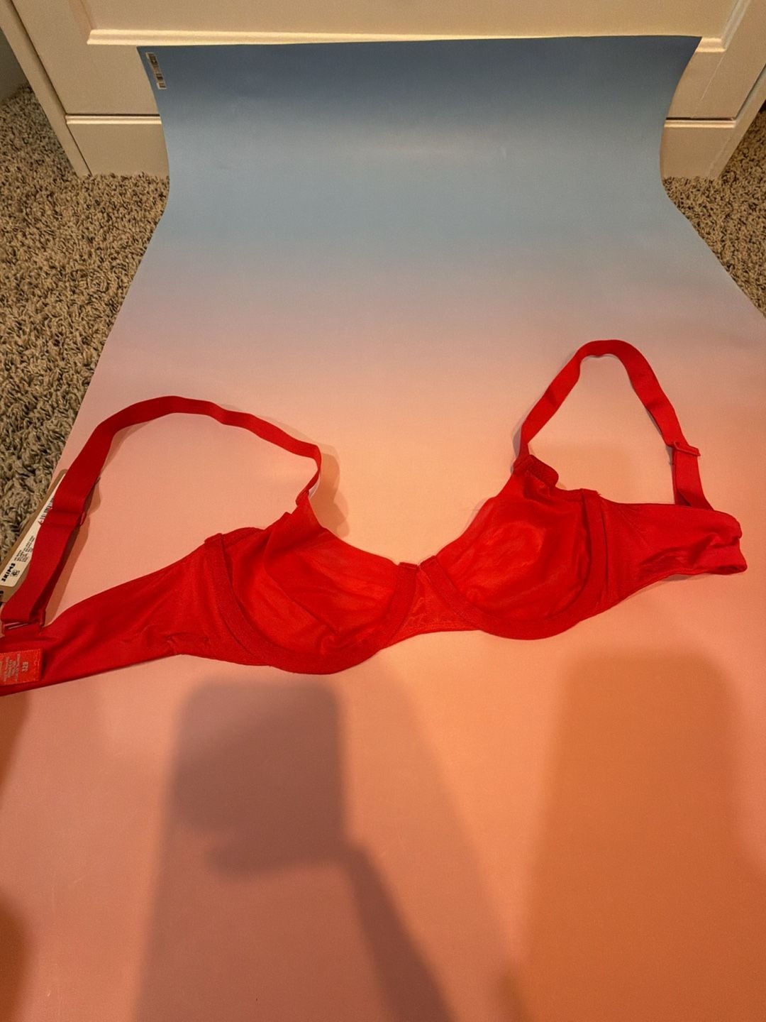 SKIMS No Show Molded Unlined Demi Bra Red 32B 7