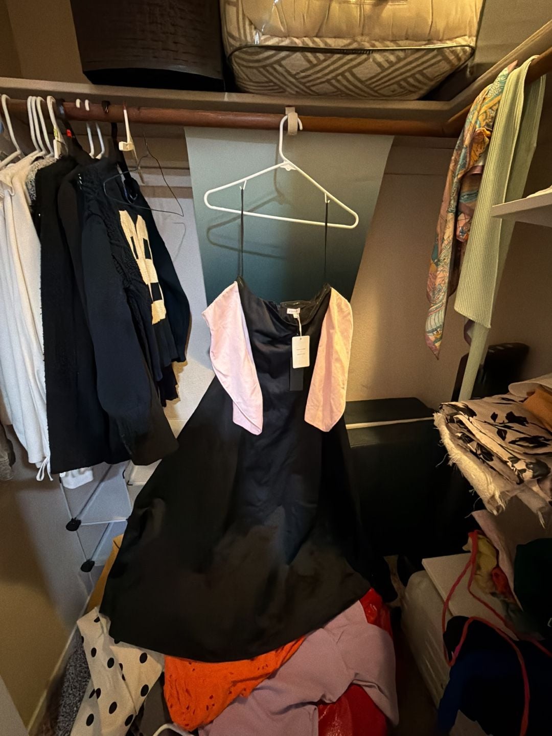 Nastia Liukin for Gianni Bini Black and Pink Off-Shoulder Dress Size 4 2