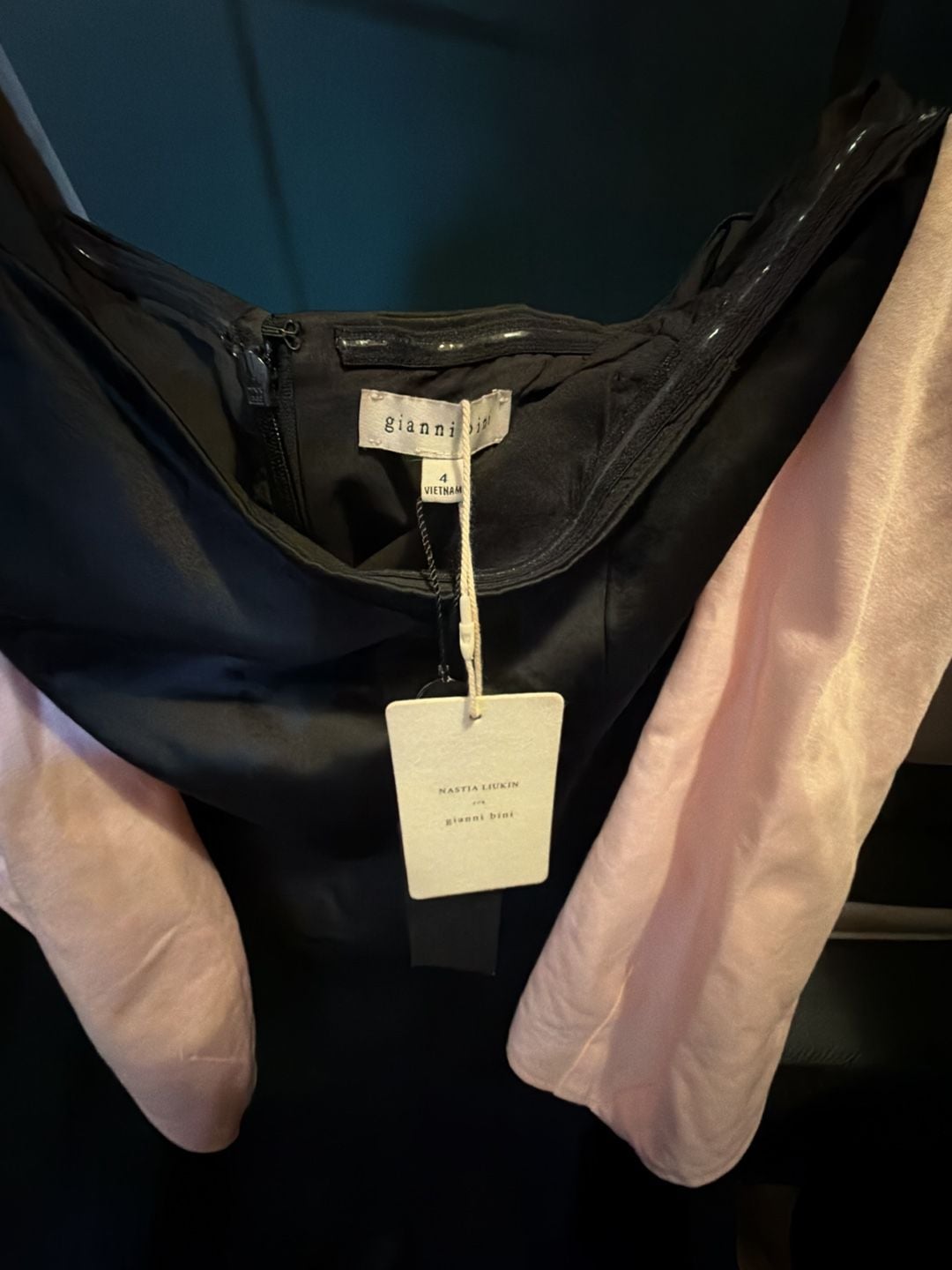 Nastia Liukin for Gianni Bini Black and Pink Off-Shoulder Dress Size 4 3