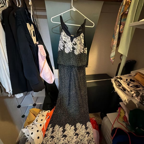 Enfocus Studio Polka Dot Lace Trim Maxi Dress Size 4
