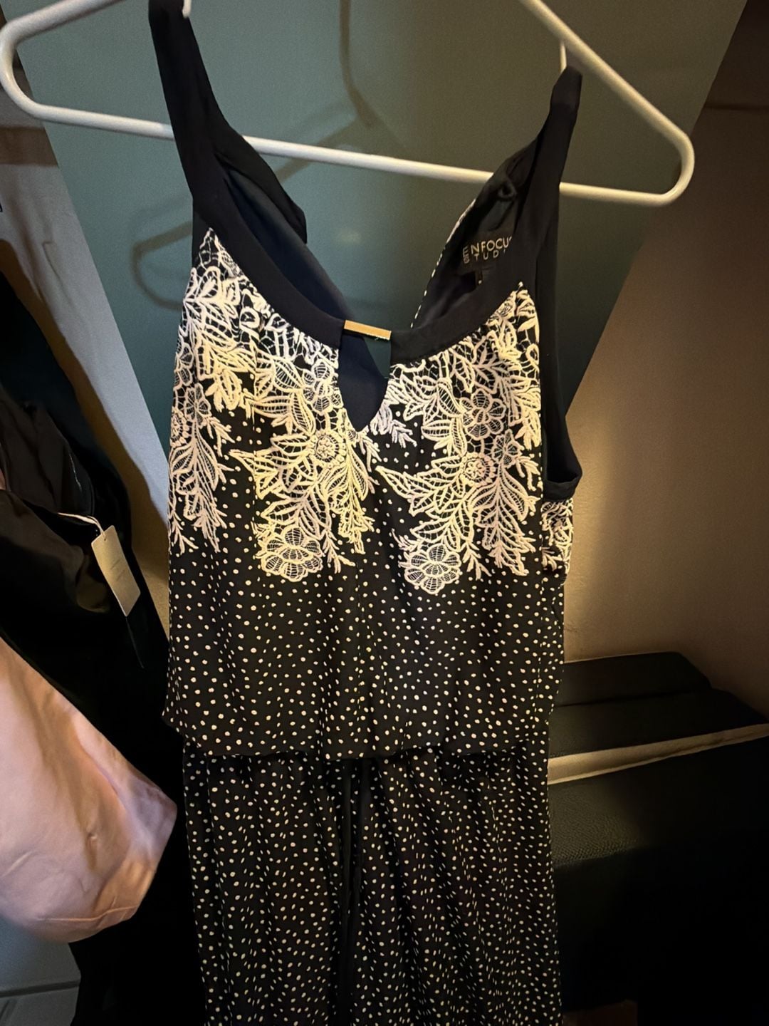 Enfocus Studio Polka Dot Lace Trim Maxi Dress Size 4 3