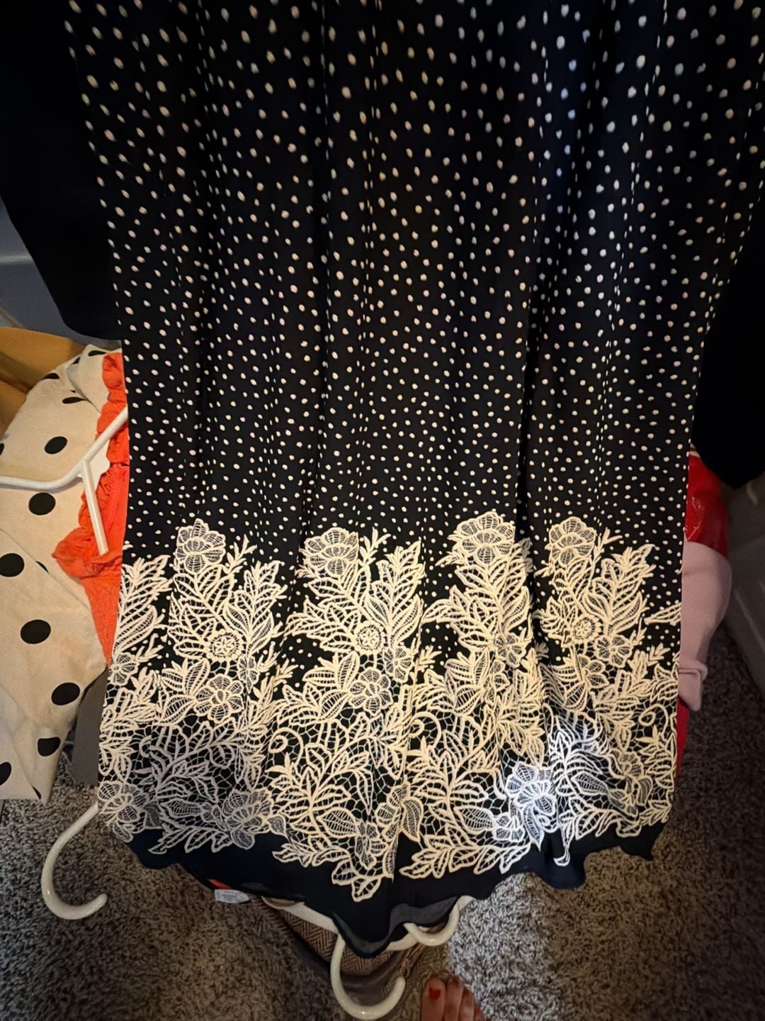 Enfocus Studio Polka Dot Lace Trim Maxi Dress Size 4 7