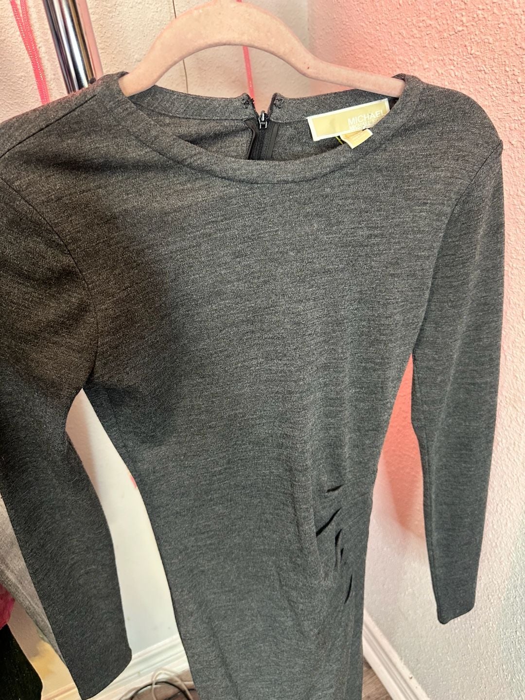 Metallic Knit Long Sleeve Dress in BLACK/SILVER - Sale 1