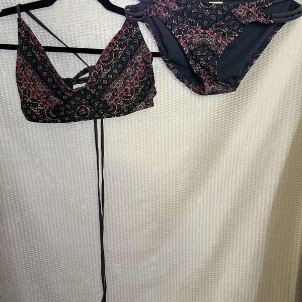 Xhilaration Women's Size M Geometric Print Lace-Up Bikini Set