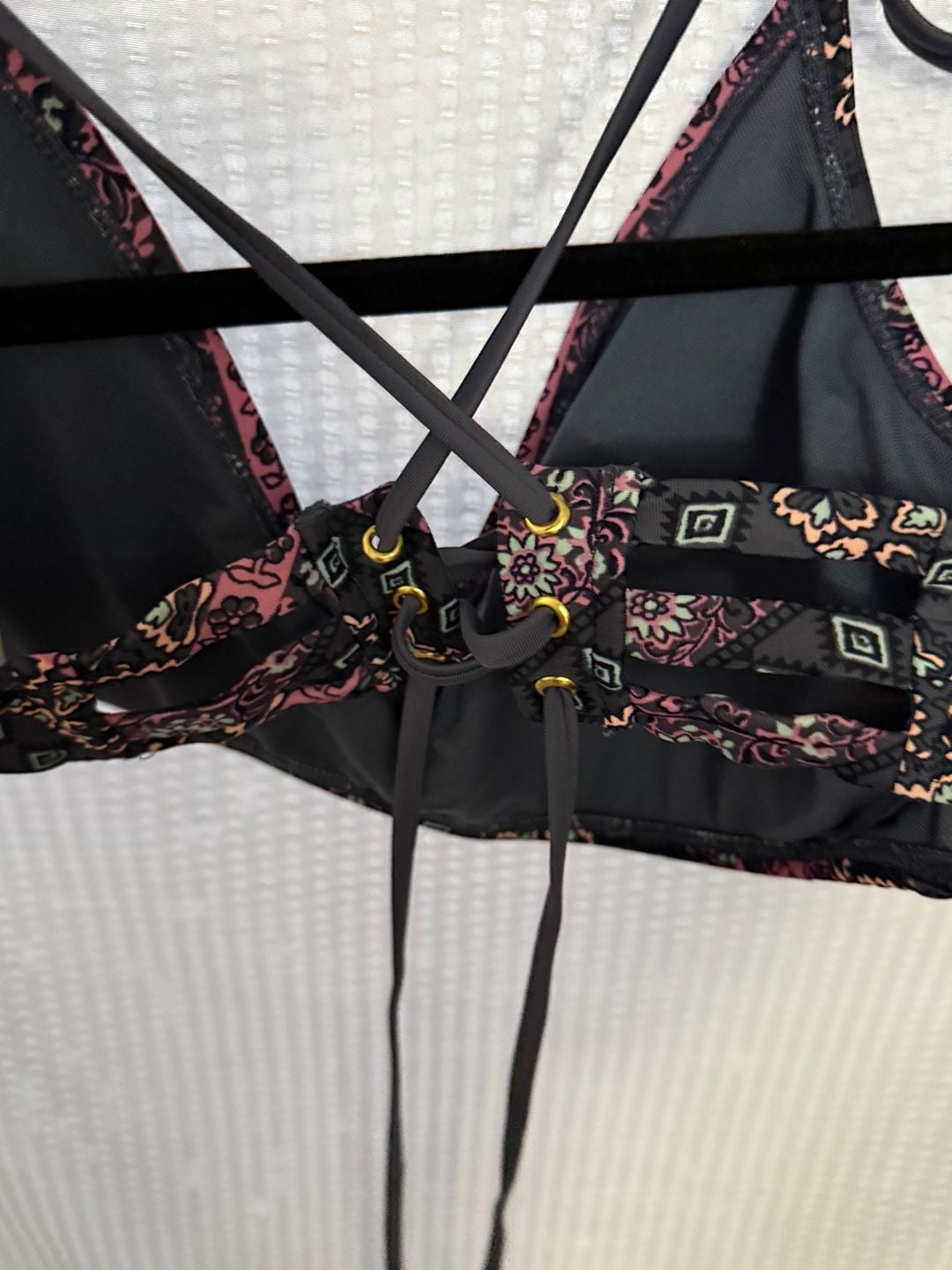 Xhilaration Women's Size M Geometric Print Lace-Up Bikini Set 4