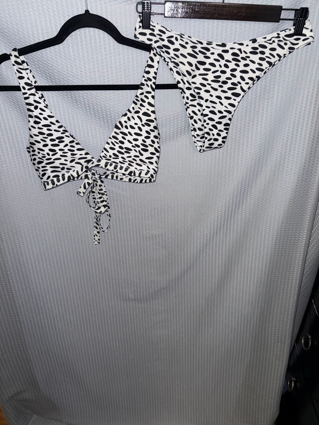 Zaful Women's Size S Dalmatian Print Tie-Front Bikini Set 1