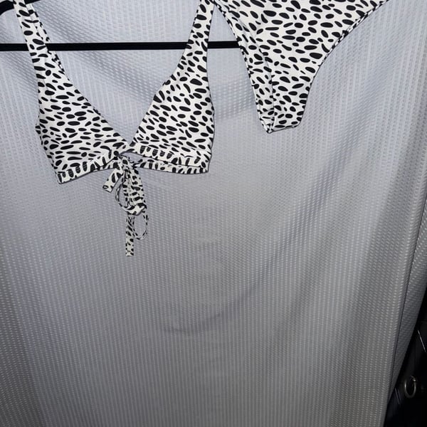 Zaful Women's Size S Dalmatian Print Tie-Front Bikini Set