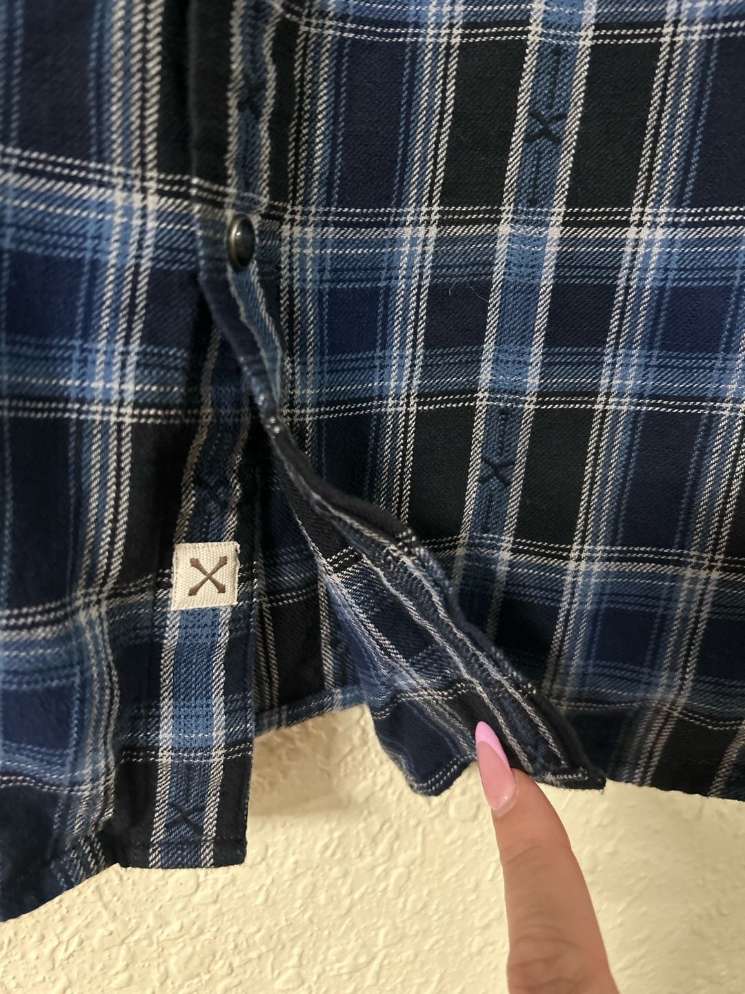 Blake Shelton x Lands' End Blue Plaid Western Snap Shirt XL 4