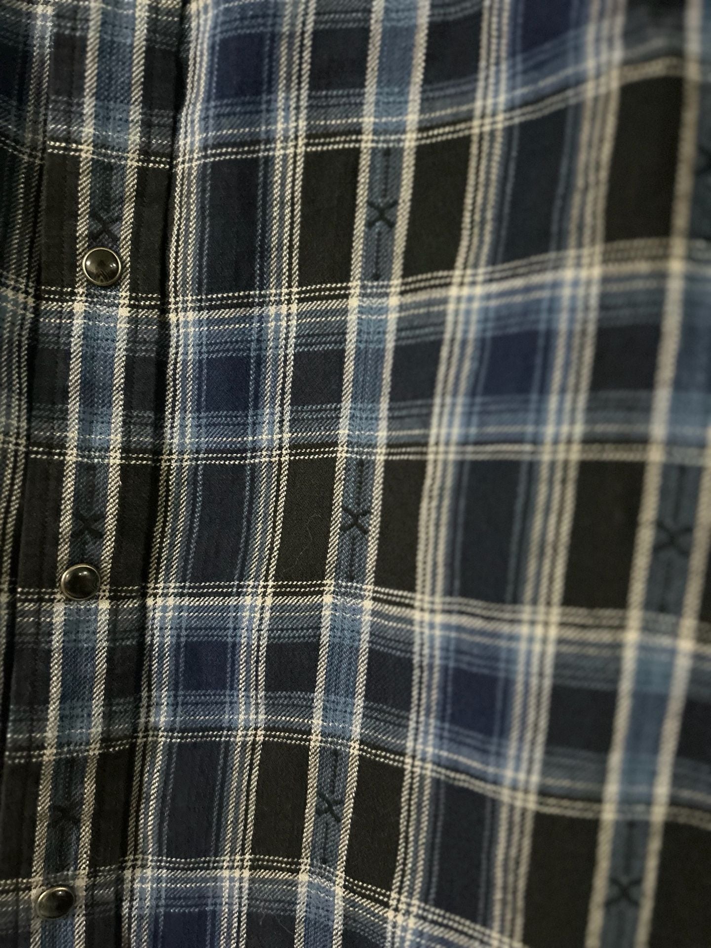 Blake Shelton x Lands' End Blue Plaid Western Snap Shirt XL 6