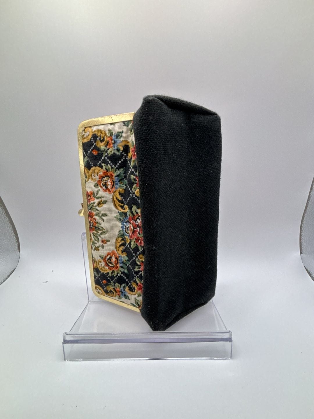Vintage Floral Tapestry Kiss Lock Clutch Purse with Mirror 5