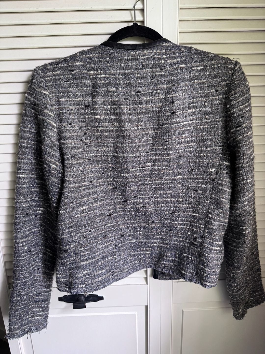Ulla Johnson Size 6 Grey Tweed Lambskin Trim Jacket 5