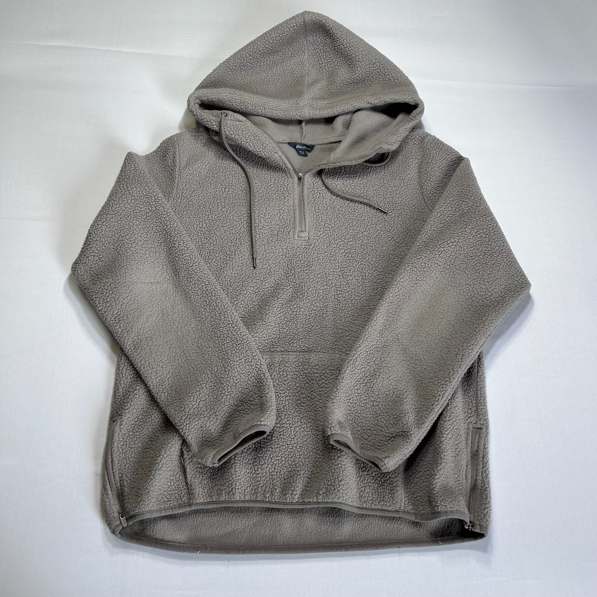 Eddie Bauer Sherpa Fleece 1/4 Zip Hoodie Gray Size Large 2