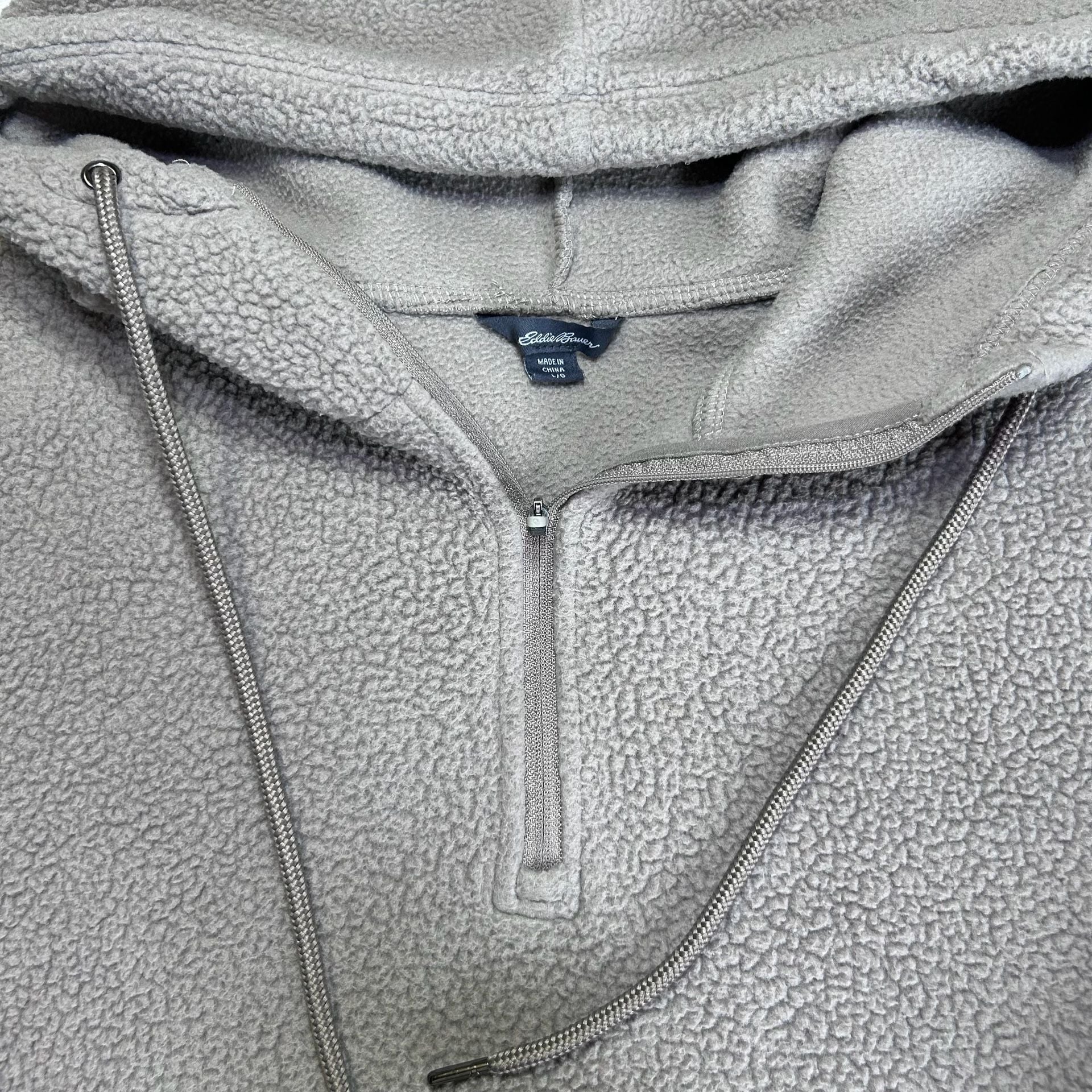 Eddie Bauer Sherpa Fleece 1/4 Zip Hoodie Gray Size Large 4