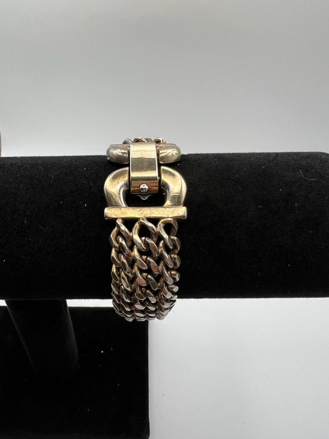 Vintage Multi-Strand Curb Chain Bracelet with Buckle Clasp 6