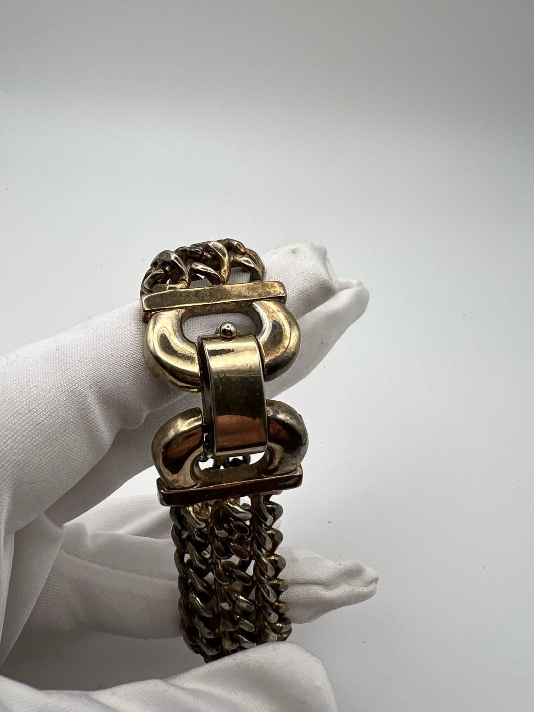 Vintage Multi-Strand Curb Chain Bracelet with Buckle Clasp 7