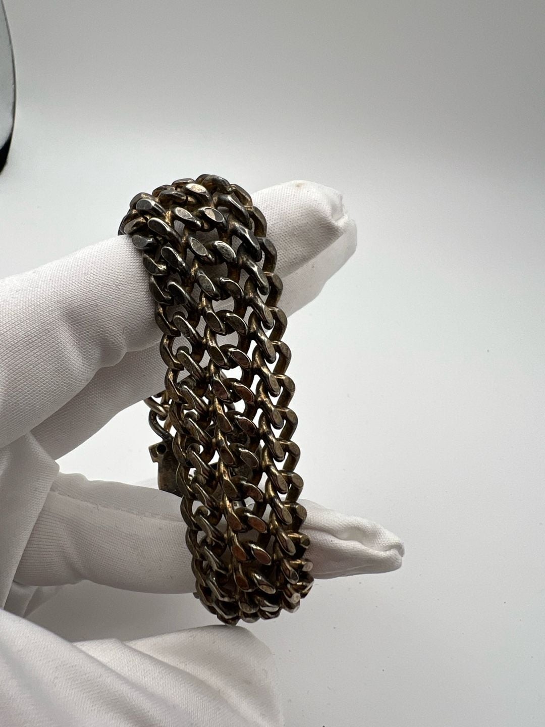 Vintage Multi-Strand Curb Chain Bracelet with Buckle Clasp 10