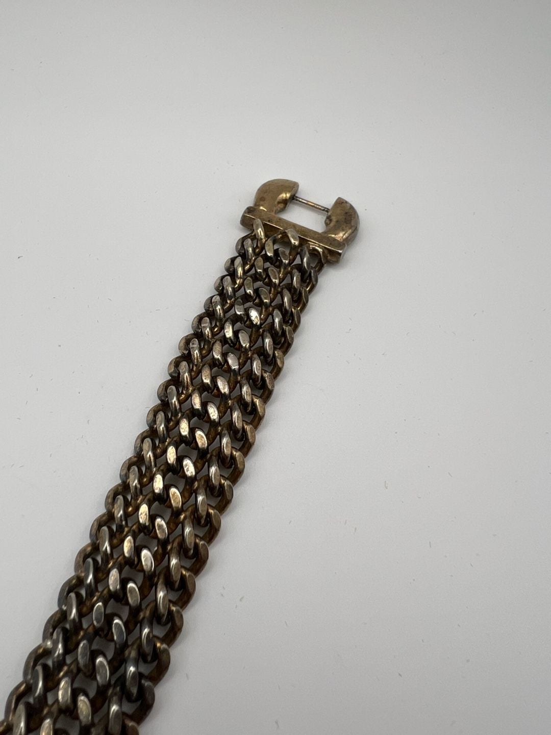 Vintage Multi-Strand Curb Chain Bracelet with Buckle Clasp 13