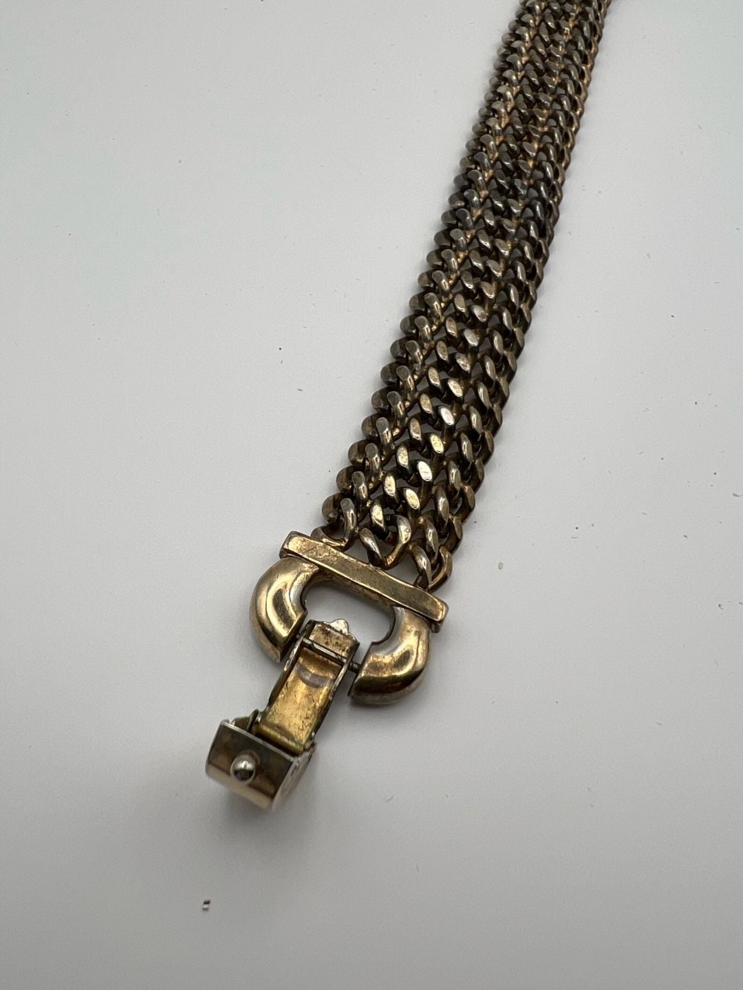 Vintage Multi-Strand Curb Chain Bracelet with Buckle Clasp 14